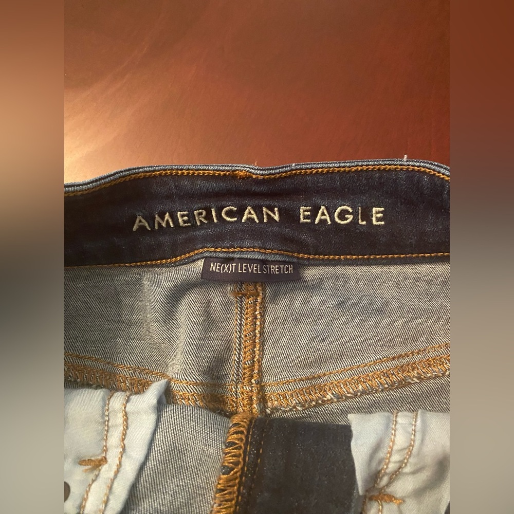 American Eagle Outfitters Jean skirt with frayed hem.  Size 2. - Picture 3 of 4